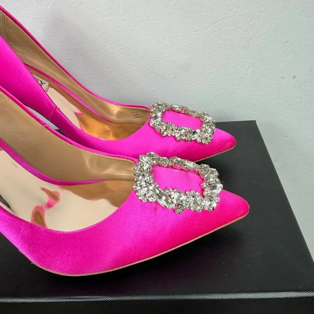 New Badgley Mischka Cher Pump in Hot Pink Satin Women's Size 6